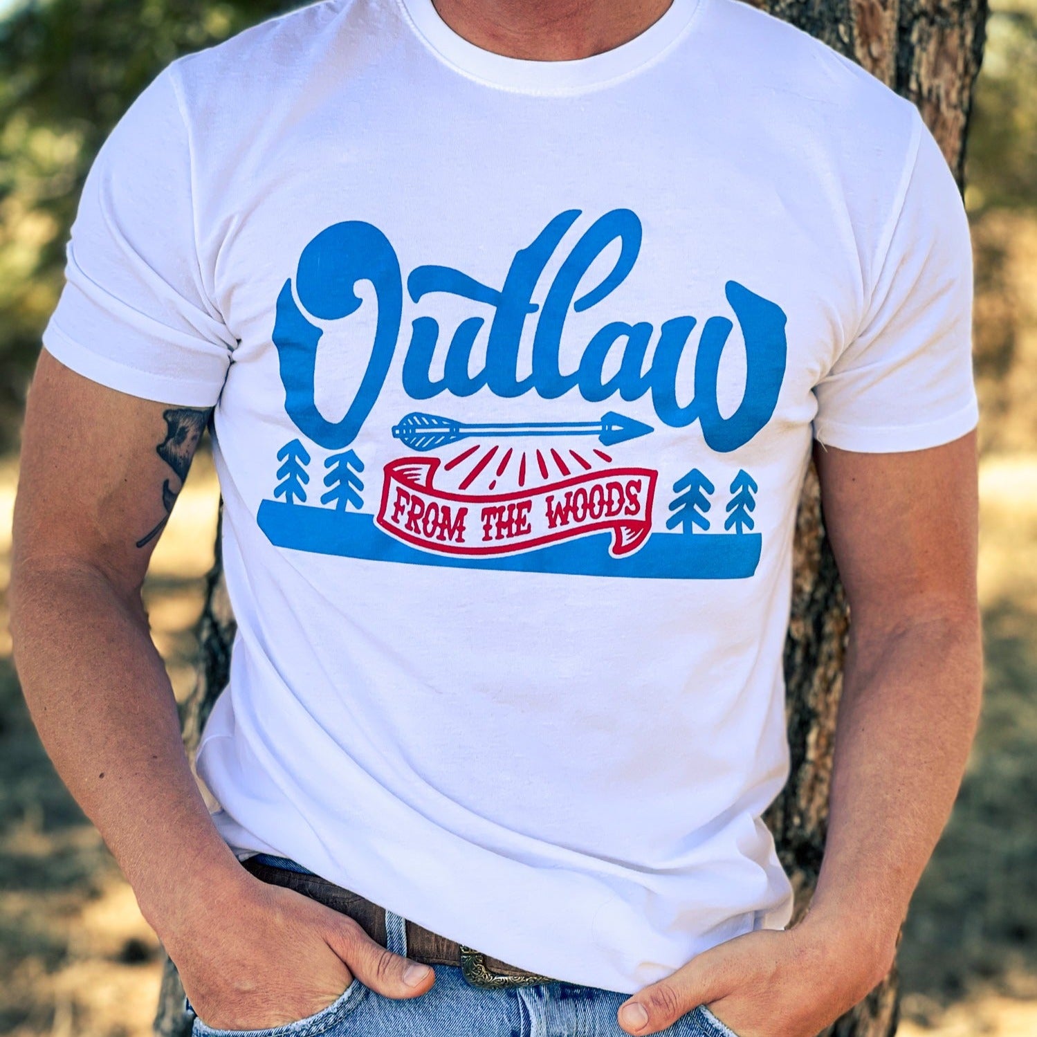 OUT60011 - Outlaw FROM THE WOODS White T Shirt