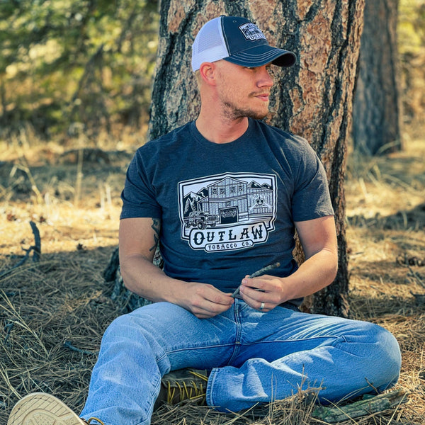 OUT60009 - OUTLAW TOBACCO CO. Charcoal Heather T Shirt