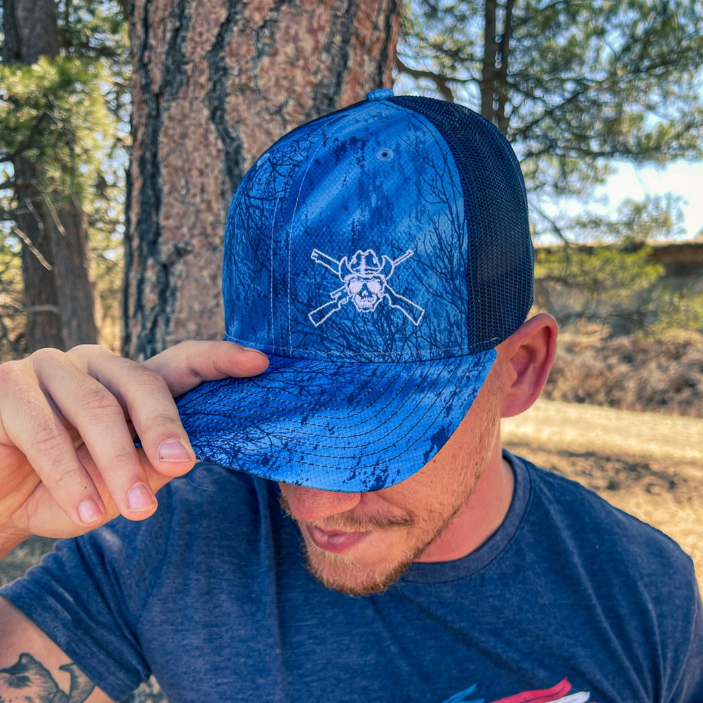 OUT5000 - Realtree Fishing Lt Blue/Navy Embroidered Cap – OutlawMerch.com