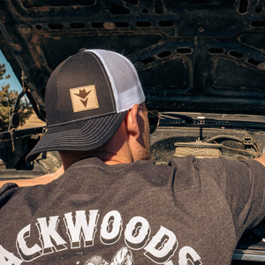OUT5032 - Black/White OUTLAW Minimalist Logo Leather Patch