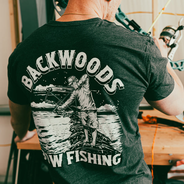 OUT60015 - OUTLAW BACKWOODS BOWFISHING Charcoal Heather T Shirt