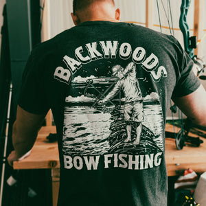 OUT60015 - OUTLAW BACKWOODS BOWFISHING Charcoal Heather T Shirt